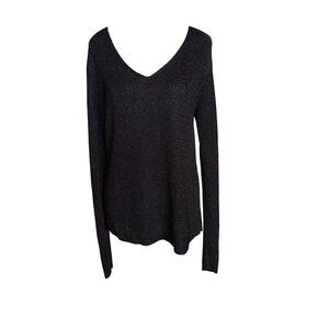 Linda Allard Ellen Tracy Black Metallic Knit Sweater